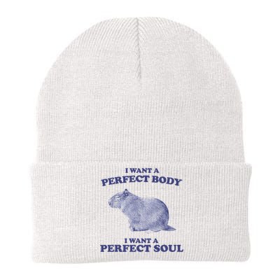 Capybara I Want A Perfect Body I Want A Perfect Soul Meme Knit Cap Winter Beanie