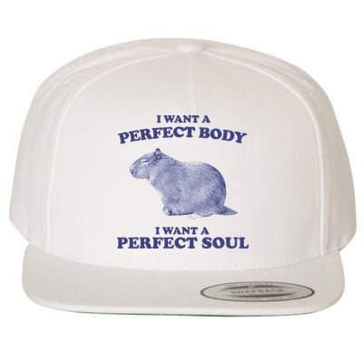 Capybara I Want A Perfect Body I Want A Perfect Soul Meme Wool Snapback Cap