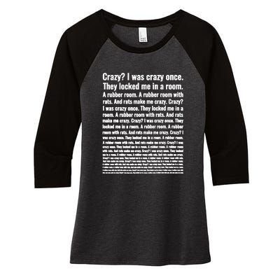 Crazy I Was Crazy Once Meme Women's Tri-Blend 3/4-Sleeve Raglan Shirt