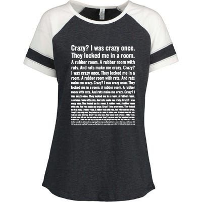 Crazy I Was Crazy Once Meme Enza Ladies Jersey Colorblock Tee