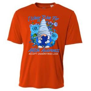 Cool I Wear Blue For Autism Awareness Accept Understand Love Flower Gnome Cooling Performance Crew T-Shirt