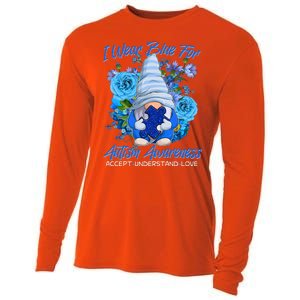 Cool I Wear Blue For Autism Awareness Accept Understand Love Flower Gnome Cooling Performance Long Sleeve Crew