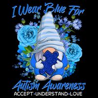 Cool I Wear Blue For Autism Awareness Accept Understand Love Flower Gnome Backpack