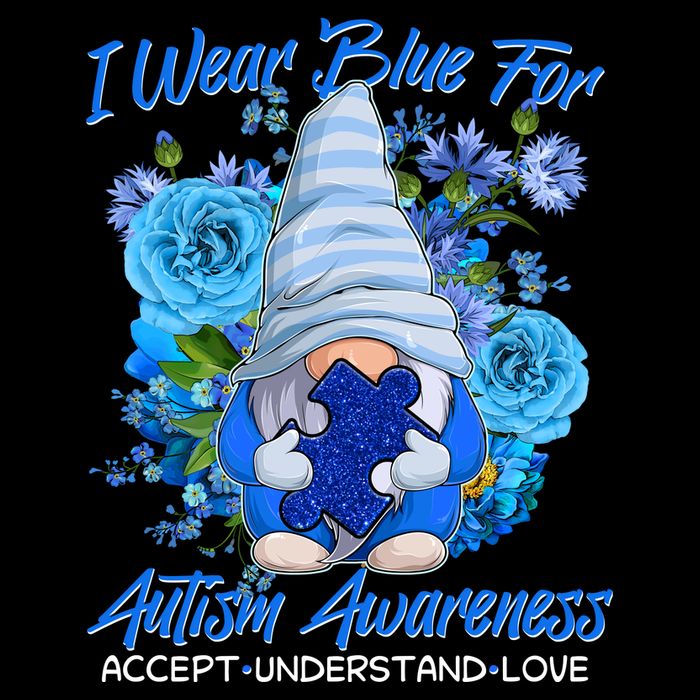 Cool I Wear Blue For Autism Awareness Accept Understand Love Flower Gnome Backpack