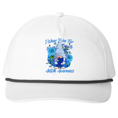 Cool I Wear Blue For Autism Awareness Accept Understand Love Flower Gnome Snapback Five-Panel Rope Hat