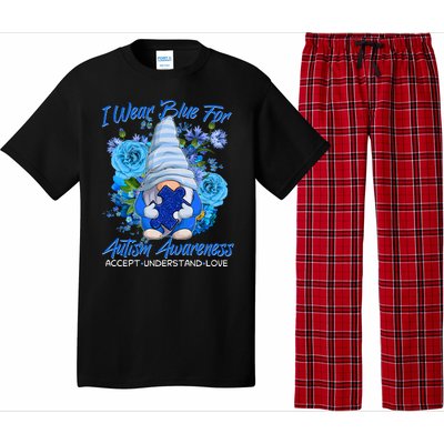 Cool I Wear Blue For Autism Awareness Accept Understand Love Flower Gnome Pajama Set