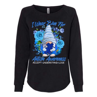 Cool I Wear Blue For Autism Awareness Accept Understand Love Flower Gnome Womens California Wash Sweatshirt