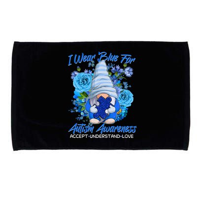 Cool I Wear Blue For Autism Awareness Accept Understand Love Flower Gnome Microfiber Hand Towel