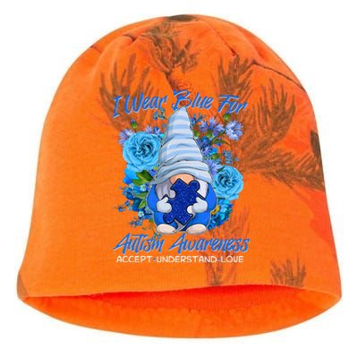 Cool I Wear Blue For Autism Awareness Accept Understand Love Flower Gnome Kati - Camo Knit Beanie