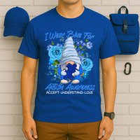 Cool I Wear Blue For Autism Awareness Accept Understand Love Flower Gnome T-Shirt