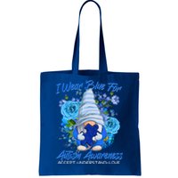 Cool I Wear Blue For Autism Awareness Accept Understand Love Flower Gnome Tote Bag