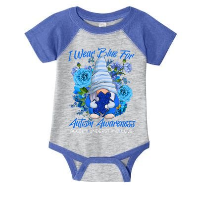 Cool I Wear Blue For Autism Awareness Accept Understand Love Flower Gnome Infant Baby Jersey Bodysuit