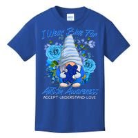 Cool I Wear Blue For Autism Awareness Accept Understand Love Flower Gnome Kids T-Shirt