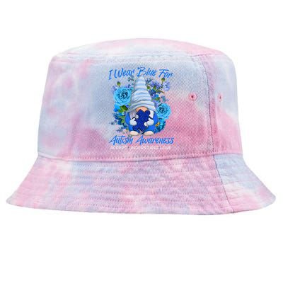 Cool I Wear Blue For Autism Awareness Accept Understand Love Flower Gnome Tie-Dyed Bucket Hat