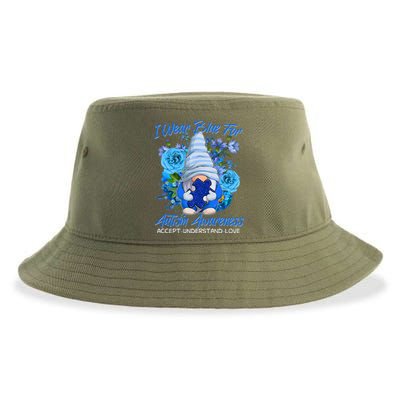 Cool I Wear Blue For Autism Awareness Accept Understand Love Flower Gnome Sustainable Bucket Hat