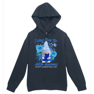 Cool I Wear Blue For Autism Awareness Accept Understand Love Flower Gnome Urban Pullover Hoodie