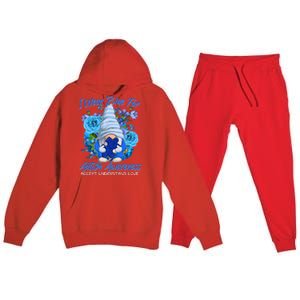 Cool I Wear Blue For Autism Awareness Accept Understand Love Flower Gnome Premium Hooded Sweatsuit Set