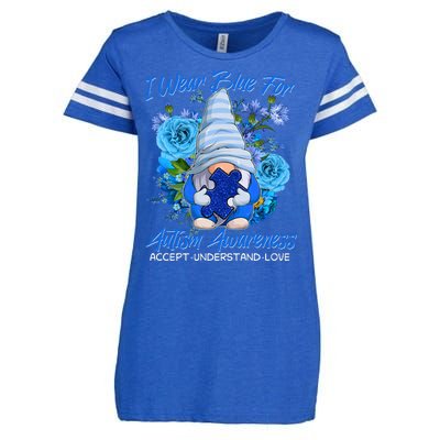 Cool I Wear Blue For Autism Awareness Accept Understand Love Flower Gnome Enza Ladies Jersey Football T-Shirt