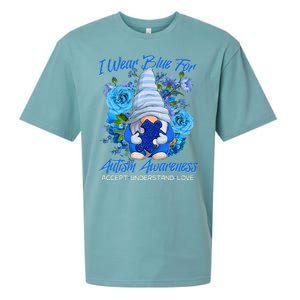 Cool I Wear Blue For Autism Awareness Accept Understand Love Flower Gnome Sueded Cloud Jersey T-Shirt