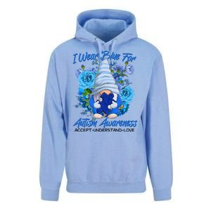 Cool I Wear Blue For Autism Awareness Accept Understand Love Flower Gnome Unisex Surf Hoodie