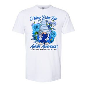 Cool I Wear Blue For Autism Awareness Accept Understand Love Flower Gnome Softstyle CVC T-Shirt