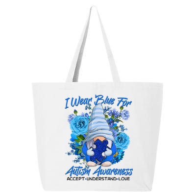 Cool I Wear Blue For Autism Awareness Accept Understand Love Flower Gnome 25L Jumbo Tote