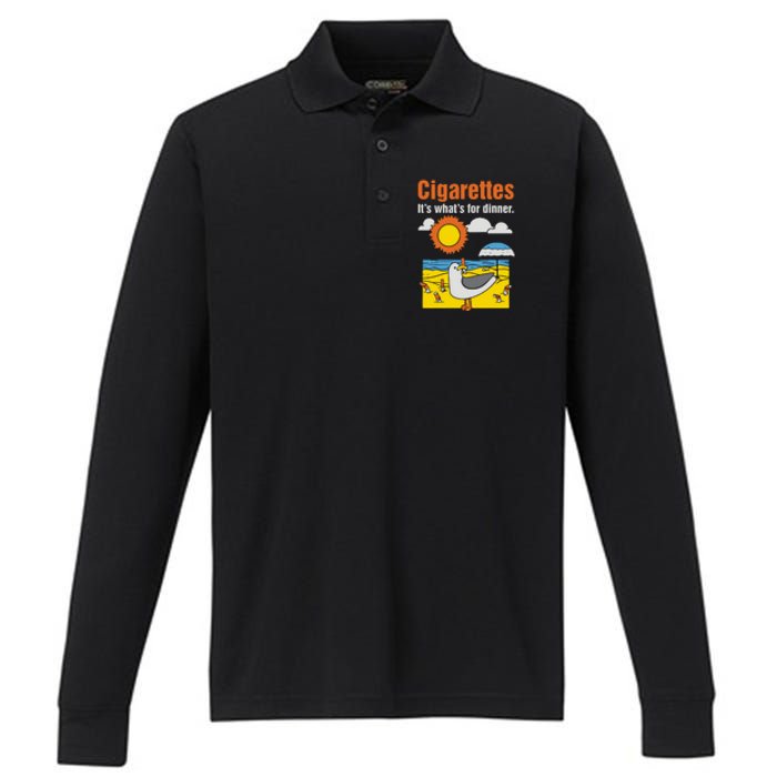 Cigarettes It’S What’S For Dinner Performance Long Sleeve Polo