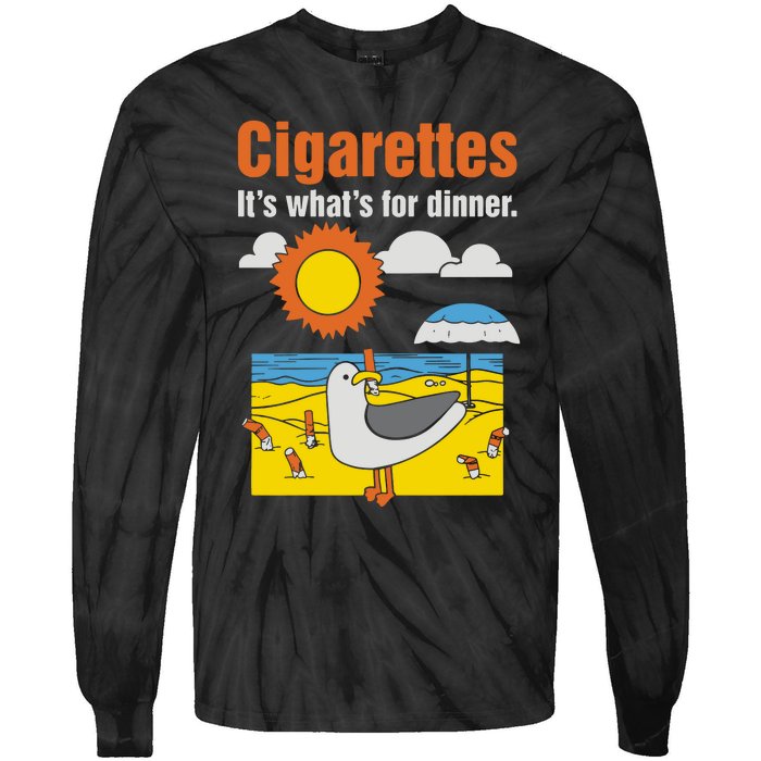 Cigarettes It’S What’S For Dinner Tie-Dye Long Sleeve Shirt