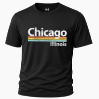 Chicago Illinois Worn Design / Retro Stripes Classic Cooling Performance Crew T-Shirt