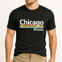 Chicago Illinois Worn Design / Retro Stripes Classic Cooling Performance Crew T-Shirt