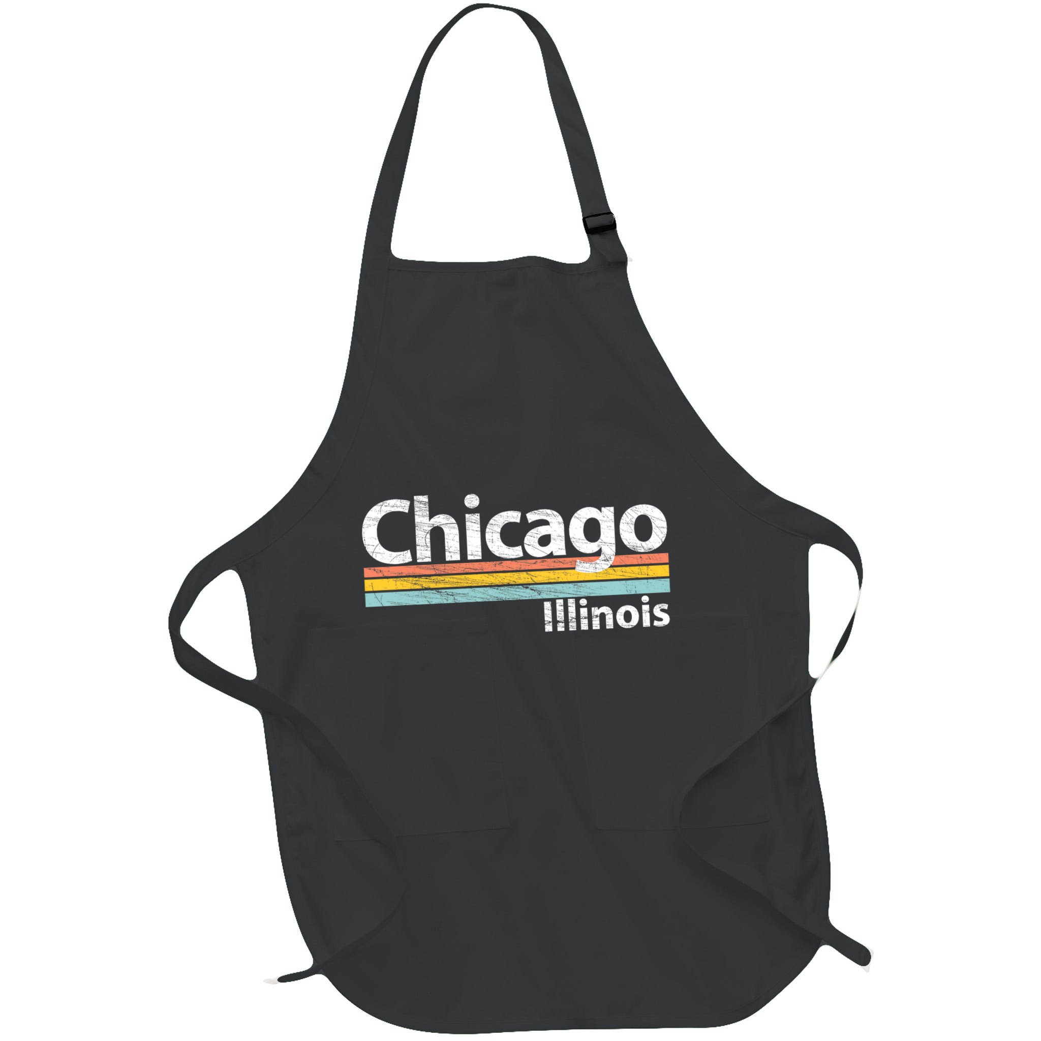 Chicago Illinois Worn Design / Retro Stripes Classic Apron