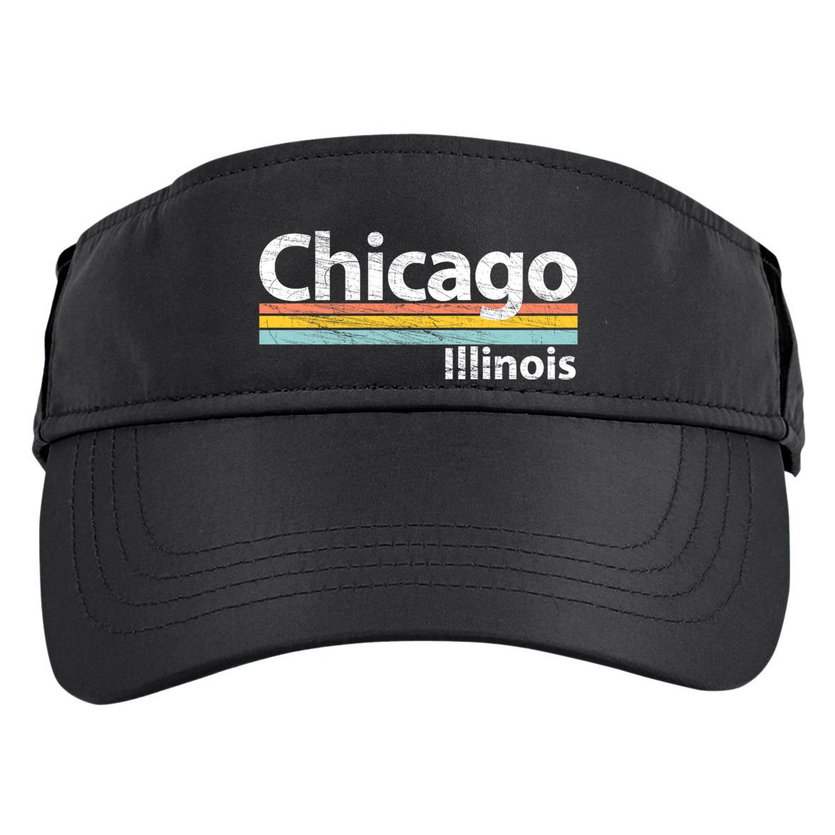Chicago Illinois Worn Design / Retro Stripes Classic Adult Drive Performance Visor