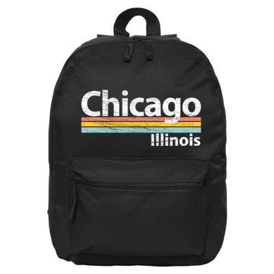 Chicago Illinois Worn Design / Retro Stripes Classic 16 in Basic Backpack