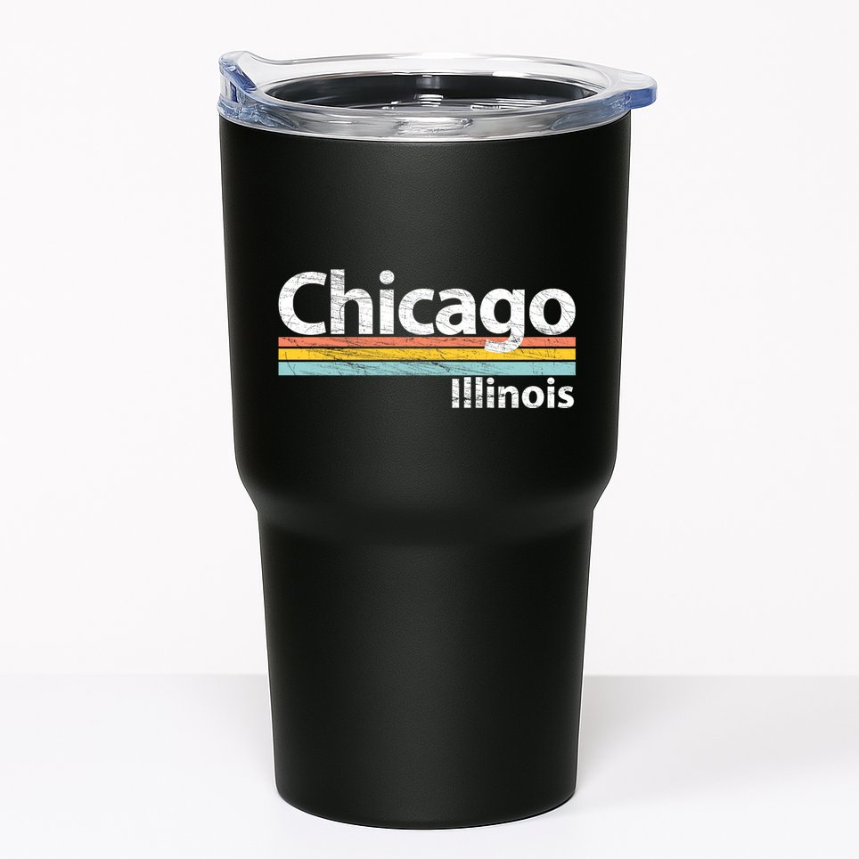 Chicago Illinois Worn Design / Retro Stripes Classic Tumbler