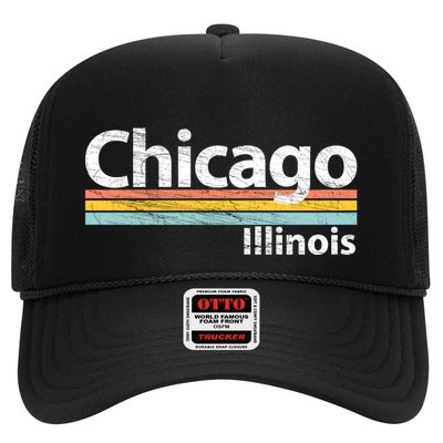 Chicago Illinois Worn Design / Retro Stripes Classic Trucker Hat