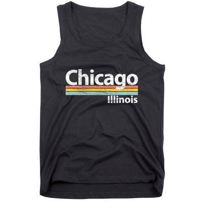Chicago Illinois Worn Design / Retro Stripes Classic Tank Top
