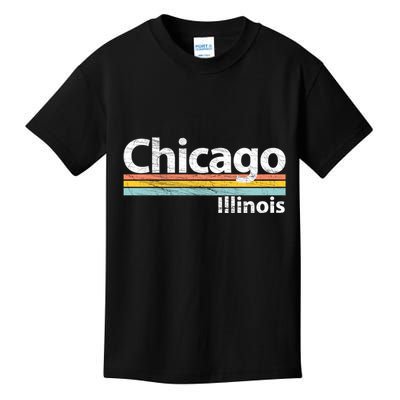 Chicago Illinois Worn Design / Retro Stripes Classic Kids T-Shirt