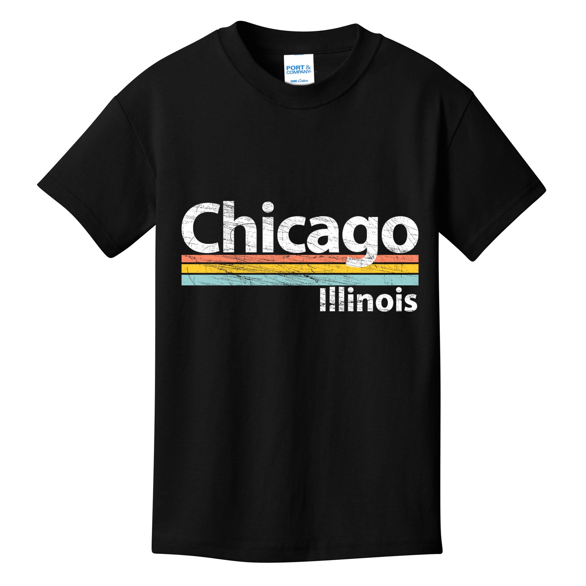 Chicago Illinois Worn Design / Retro Stripes Classic Kids T-Shirt
