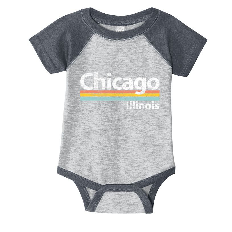 Chicago Illinois Worn Design / Retro Stripes Classic Infant Baby Jersey Bodysuit
