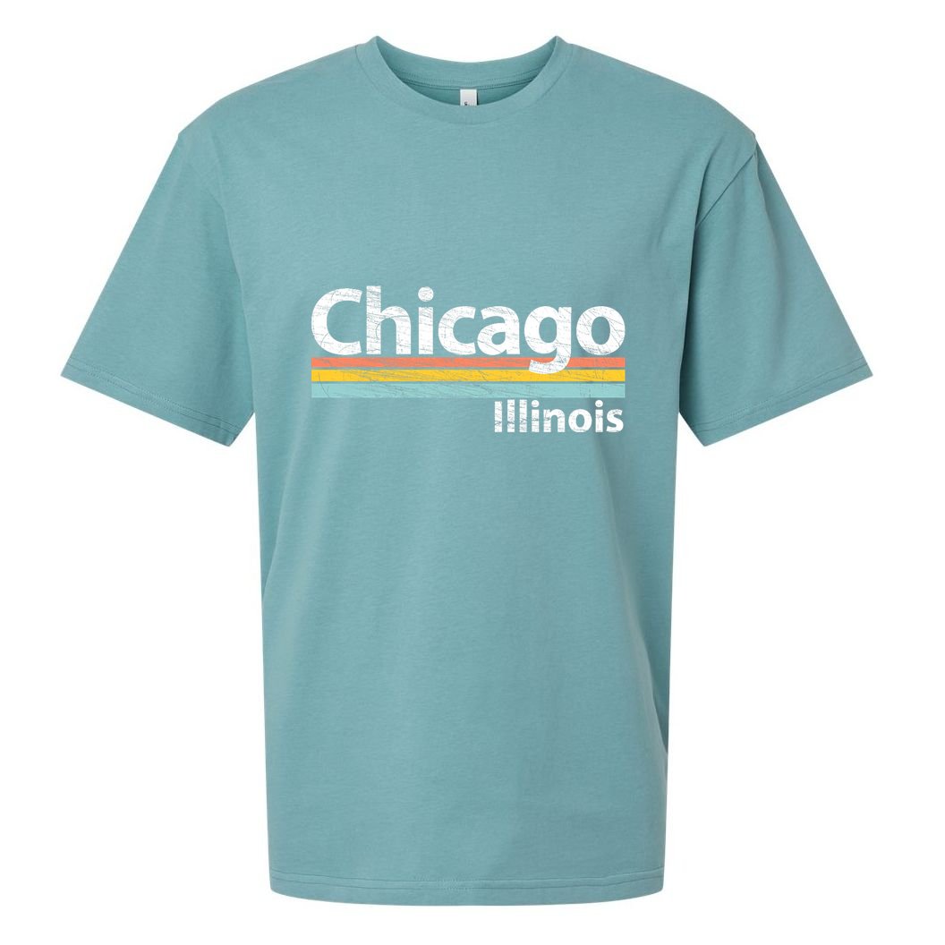 Chicago Illinois Worn Design / Retro Stripes Classic Sueded Cloud Jersey T-Shirt