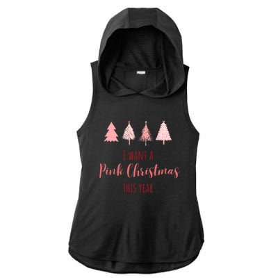 Cute I Want Apink Christmas This Year Ladies PosiCharge Tri-Blend Wicking Draft Hoodie Tank