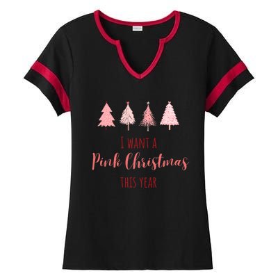 Cute I Want Apink Christmas This Year Ladies Halftime Notch Neck Tee