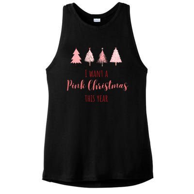 Cute I Want Apink Christmas This Year Ladies PosiCharge Tri-Blend Wicking Tank