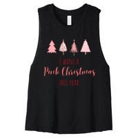 Cute I Want Apink Christmas This Year Women's Racerback Cropped Tank