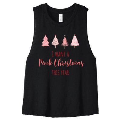 Cute I Want Apink Christmas This Year Women's Racerback Cropped Tank