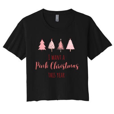 Cute I Want Apink Christmas This Year Women's Crop Top Tee