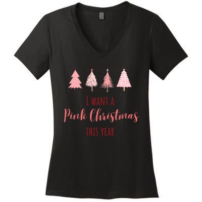 Cute I Want Apink Christmas This Year Women's V-Neck T-Shirt