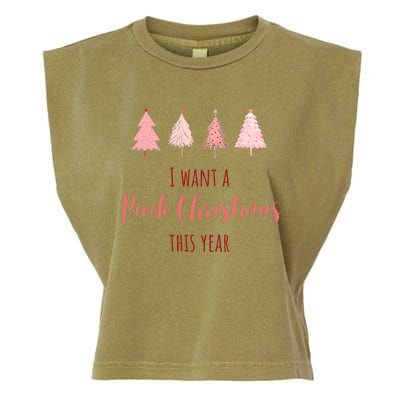 Cute I Want Apink Christmas This Year Garment-Dyed Women's Muscle Tee