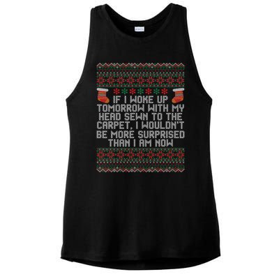 Christmas I Woke up Tomorrow With My Head Sewn to the Carpet Ladies PosiCharge Tri-Blend Wicking Tank