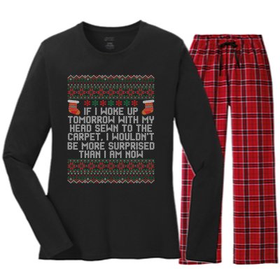 Christmas I Woke up Tomorrow With My Head Sewn to the Carpet Women's Long Sleeve Flannel Pajama Set 